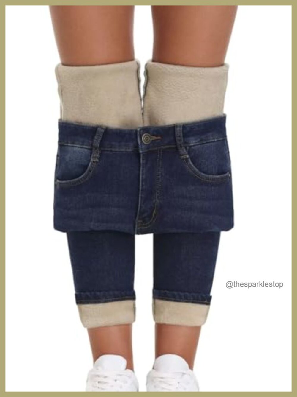 Fleece Lined High Waisted Skinny Jeans Stretch Thermal Winter Denim Pants